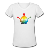 Good Vibes Clothing- "RAINBOW ZEN" Women's V-Neck T-Shirt - white