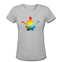 Good Vibes Clothing- "RAINBOW ZEN" Women's V-Neck T-Shirt - gray