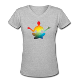 Good Vibes Clothing- "RAINBOW ZEN" Women's V-Neck T-Shirt - gray