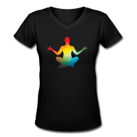 Good Vibes Clothing- "RAINBOW ZEN" Women's V-Neck T-Shirt - black