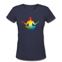 Good Vibes Clothing- "RAINBOW ZEN" Women's V-Neck T-Shirt - navy