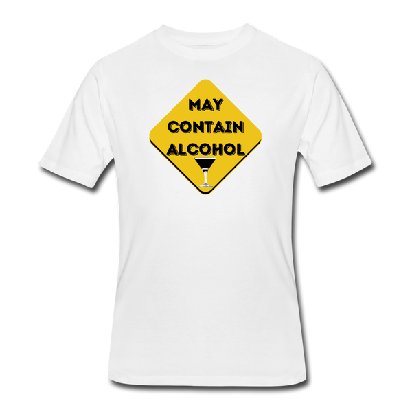 Beer shirts- "MAY CONTAIN ALCOHOL" Men's tee - white