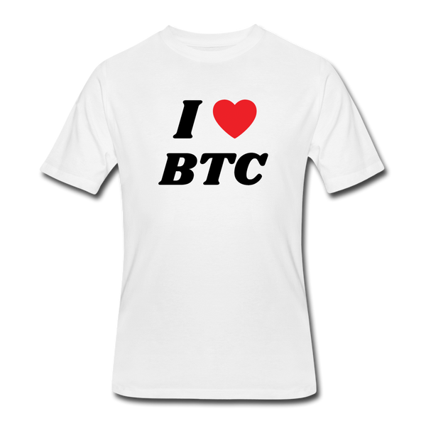 Bitcoin shirts- "I HEART BTC" Men’s tee - white