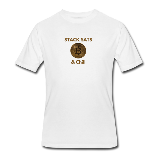 Bitcoin shirts- "STACK SATS & CHILL" Men’s tee - white