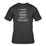 Beer shirts- "MIXED DRINKS ABOUT FEELINGS" Men's tee - heather black