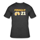 Beer shirts- "FINALLY 21" Men's tee - heather black