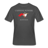 Coffee gifts- "CAFFEINE POWERS ACTIVATE" Men's tee - charcoal