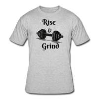 Gym Shirts- "RISE & GRIND" Men's tee - heather gray