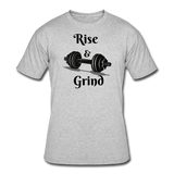 Gym Shirts- "RISE & GRIND" Men's tee - heather gray