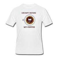 Coffee gifts- "GRUMPY BEFORE COFFEE" Men's tee - white
