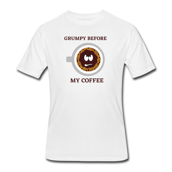 Coffee gifts- "GRUMPY BEFORE COFFEE" Men's tee - white