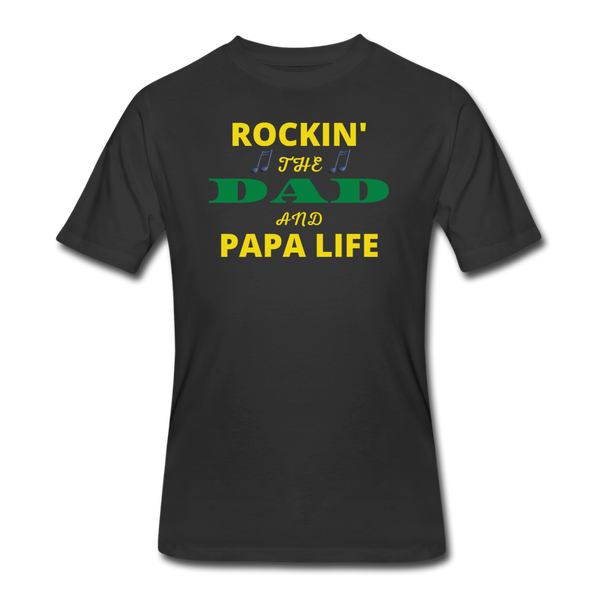 Gifts for Family- "ROCKIN THE DAD/PAPA LIFE" Men's tee - black