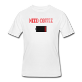 Coffee gifts- "NEED COFFE BATTERY" Men's tee - white