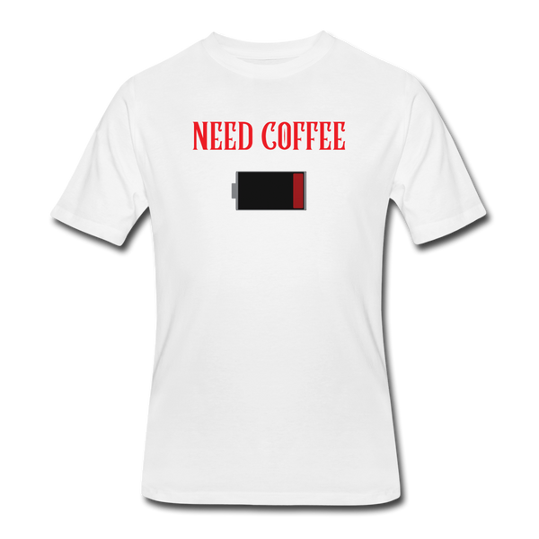 Coffee gifts- "NEED COFFE BATTERY" Men's tee - white