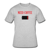 Coffee gifts- "NEED COFFE BATTERY" Men's tee - heather gray