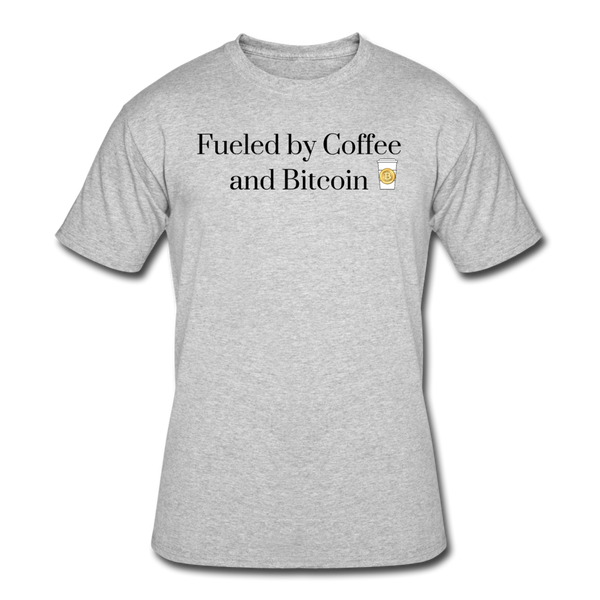 Coffee Gifts- "COFFEE AND BITCOIN" Men's tee - heather gray