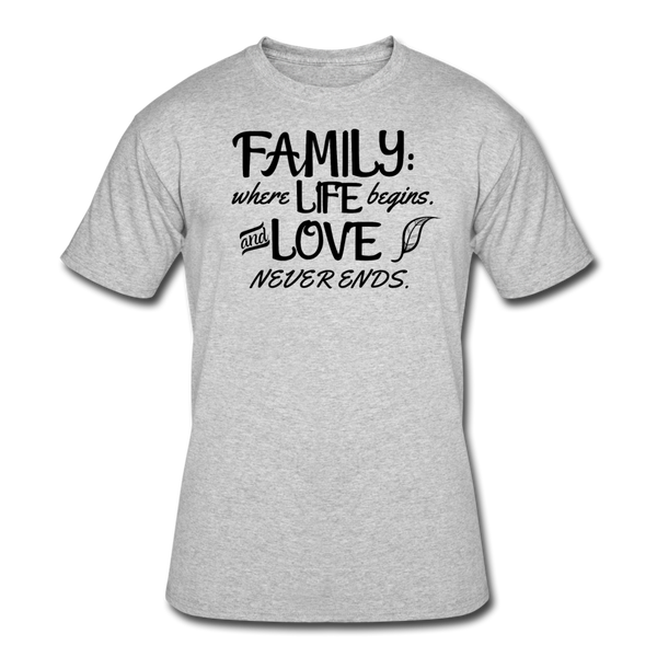 Gifts for Family- "FAMILY-WHERE LIFE BEGINS..." Men's tee - heather gray