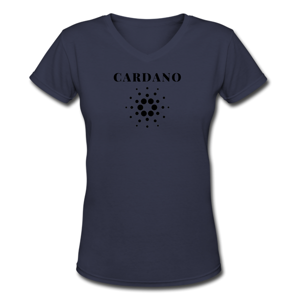 Bitcoin Shirts- "CARDANO SYMBOL" Women's V-Neck T-Shirt - navy