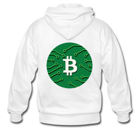 Bitcoin Shirts- "LUCKY BITCOIN"  Zip Hoodie - white