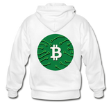 Bitcoin Shirts- "LUCKY BITCOIN"  Zip Hoodie - white