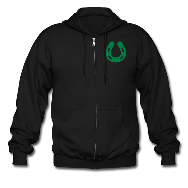 Bitcoin Shirts- "LUCKY BITCOIN"  Zip Hoodie - black