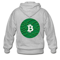 Bitcoin Shirts- "LUCKY BITCOIN"  Zip Hoodie - heather gray