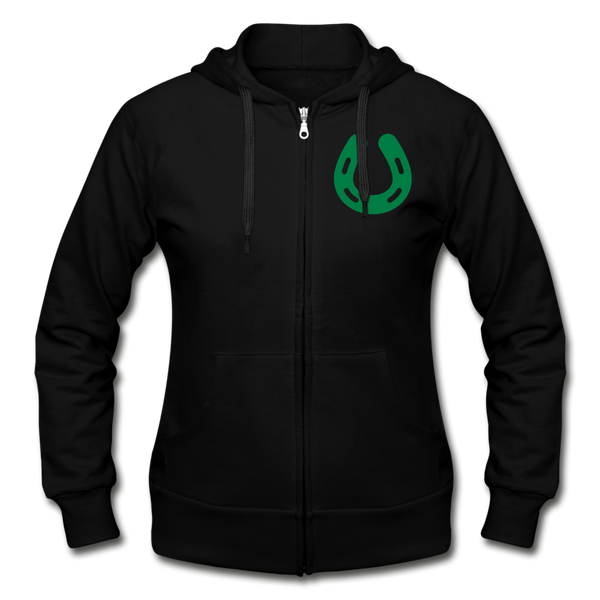 Bitcoin shirts- "LUCKY BITCOIN"  Women's Zip Hoodie - black