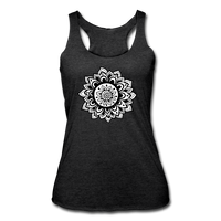 Meditation clothes - "MANDALA RACERBACK" Women’s Tri-Blend Racerback Tank - heather black