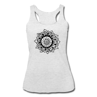 Meditation clothes - "MANDALA RACERBACK" Women’s Tri-Blend Racerback Tank - heather white