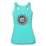 Meditation clothes - "MANDALA RACERBACK" Women’s Tri-Blend Racerback Tank - turquoise