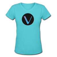 Crypto Gear "VECHAIN SYMBOL" Women's V-Neck T-Shirt - aqua