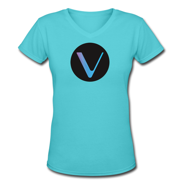 Crypto Gear "VECHAIN SYMBOL" Women's V-Neck T-Shirt - aqua