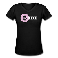 Crypto Gear- " BITCOIN BABE PINK B" Women's V-Neck T-Shirt - black