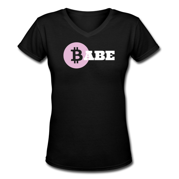 Crypto Gear- " BITCOIN BABE PINK B" Women's V-Neck T-Shirt - black