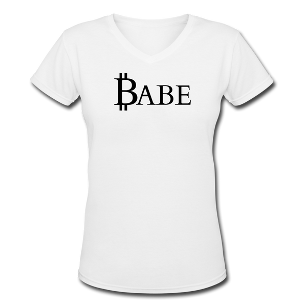 Crypto Gear- " BITCOIN BABE"  Women's V-Neck T-Shirt - white