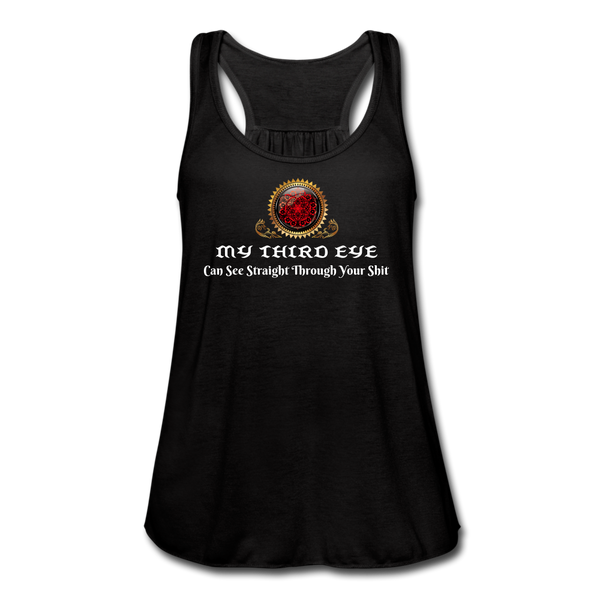 Meditation Clothes- "THIRD EYE BS" Women's Flowy Tank Top by Bella - black