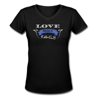 Gifts for Family- "LOVE MAKES A FAMILY" Women's V-Neck T-Shirt - black