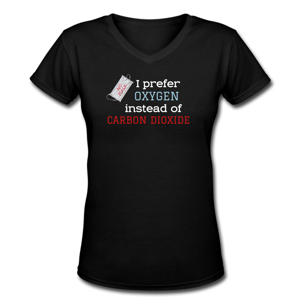 Random Designs- "OXGEN VS CO2" Women's V-Neck T-Shirt - black