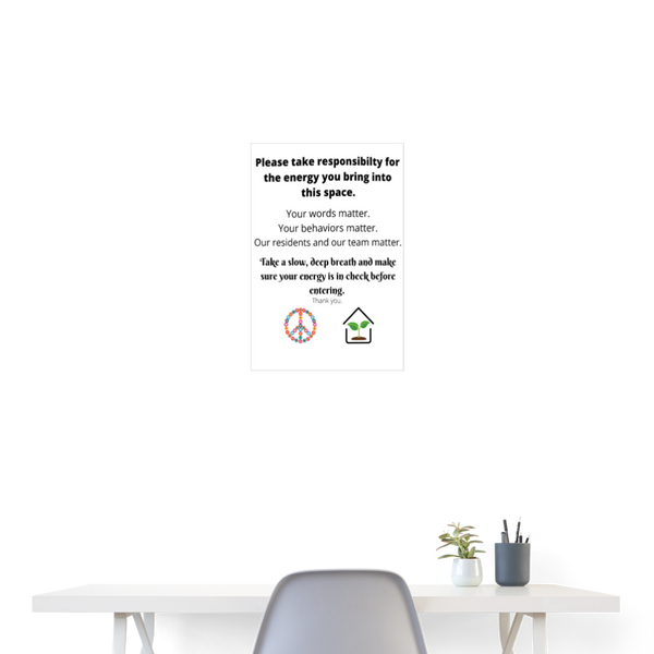 "Rndom Designs- "ENERGY CHECK" Poster 18x24 - white