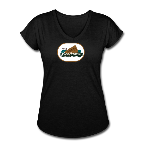 Custom Design "THE ROCK FOUND" Women's Tri-Blend V-Neck T-Shirt - black