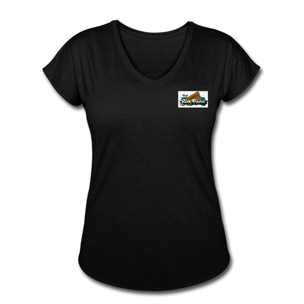 Custom Design "THE ROCK FOUND" Women's Tri-Blend V-Neck T-Shirt - black