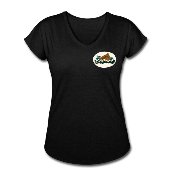 Custom Design- "THE ROCK FOUND JAGGED OVAL" Women's Tri-Blend V-Neck T-Shirt - black