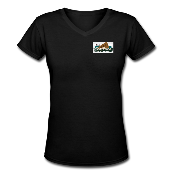 Custom Design- "THE ROCK FOUND BRICK WALL" Women's V-Neck T-Shirt - black