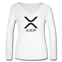 Crypto gear- "XRP LOGO" Women’s Long Sleeve  V-Neck Flowy Tee - white